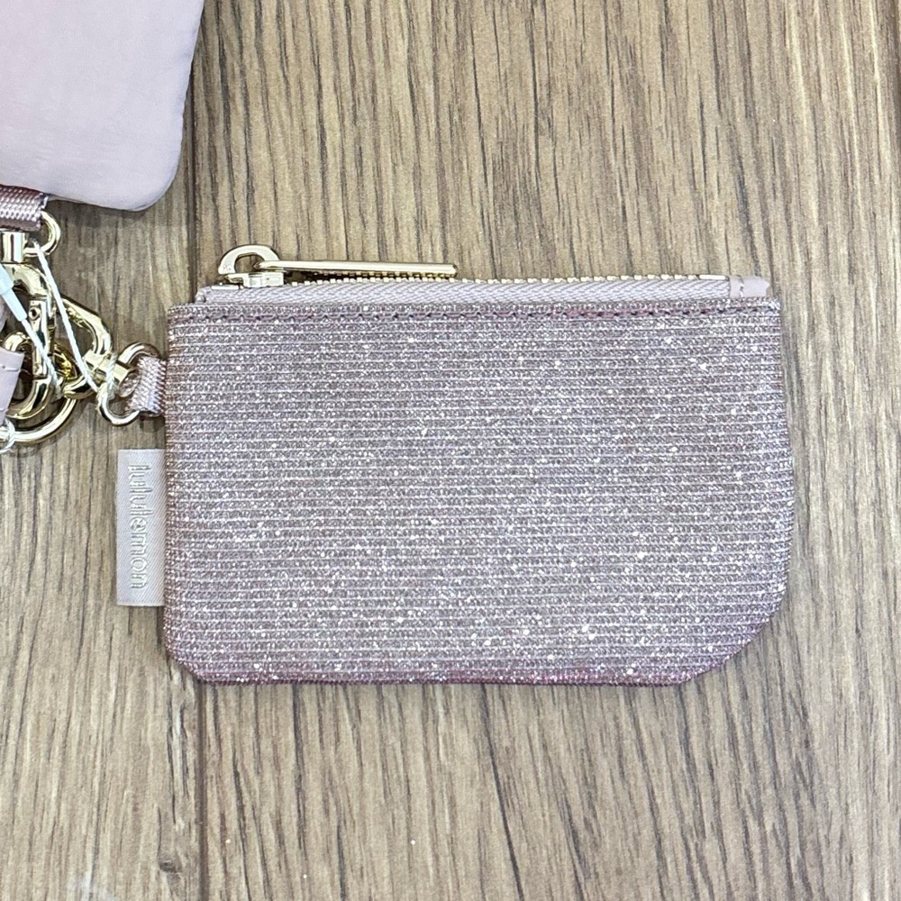 NWT Lululemon Dual Pouch Wristlet *Glitter In Pink Champagne/Mink/Gold - Picture 2 of 8